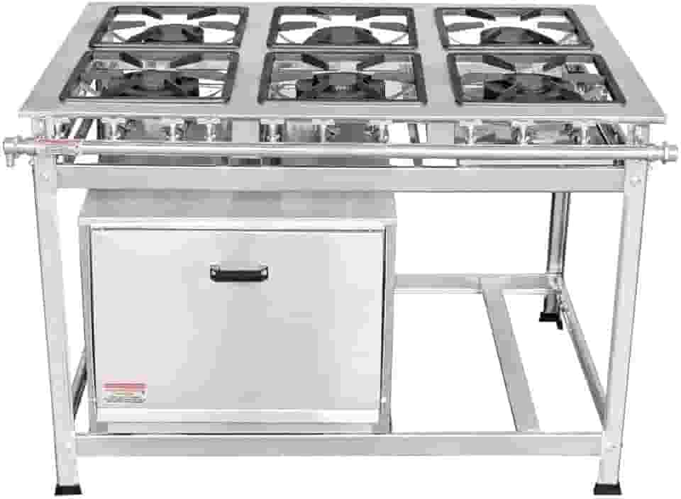 Fogão Industrial 6 Bocas 30x30 P5 em Aço Inox com Forno