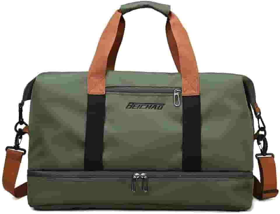 Bolsa de viagem portátil bolsa de bagagem de viagem de curta distância de grande capacidade leve separação seca e molhada bolsa de fitness esportiva (Verde)