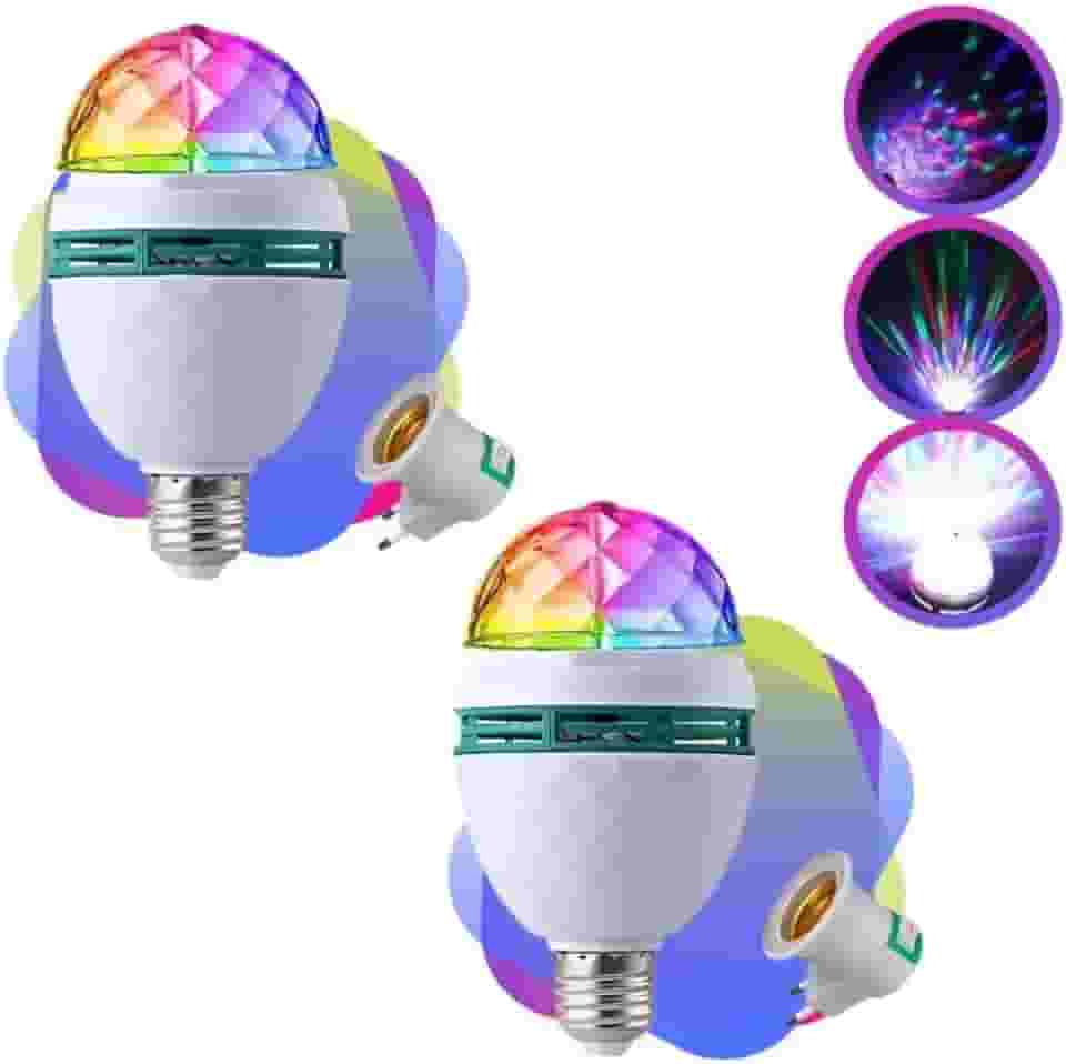Kit 2 Lâmpadas Giratória LED RGB Bola Maluca Colorida para Festa e Evento - Iluminação Dinâmica para Balada e Decoração (2)