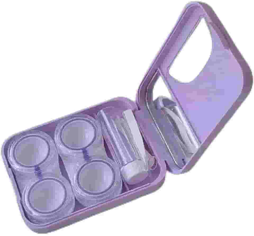 Kit de estojo de lentes de contato para uso diário e externo, kit de ferramentas de remoção de aplicador de lentes de contato com espelho e estojo de imersão de solução
