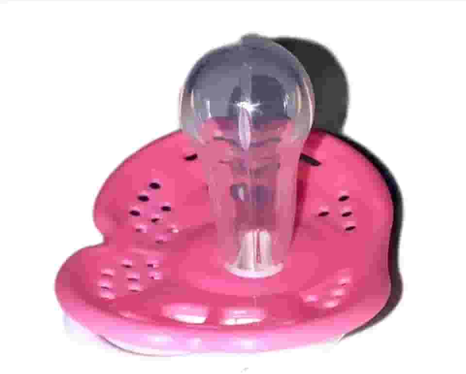 Chupeta Borboleta com Hipopótamo, Bico RN Redondo Silicone Tamanho 1, Sonne, Rosa