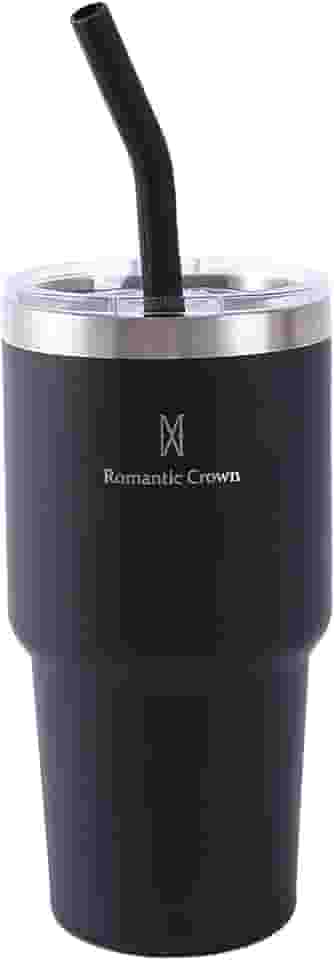 Copo Térmico de Aço Inoxidável 591ml, com Canudo e Tampa, Garrafa Termica Isolada a Vácuo Copos Garrafas Termo Pequeno Para Viagem Portátil, Para Água, Chá Gelado, Café, Smoothies e Muito Mais