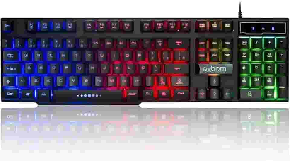 Teclado Semimecânico Gamer RGB, Design Ergonômico, 42,5 x 12,5 cm, Teclas Plunger Macias e Silenciosas, Preto Com Iluminação RGB, Jogos, Para Pc Computador Notebook Mac