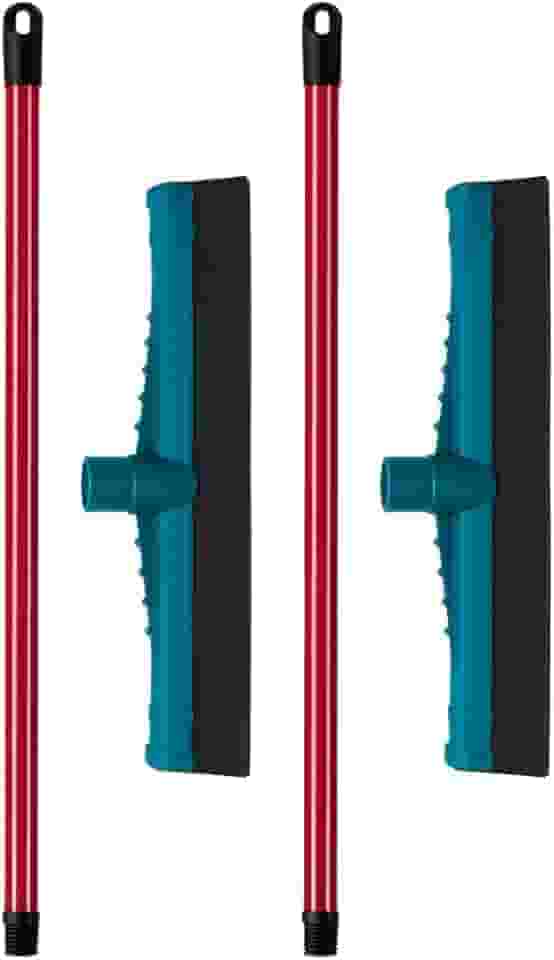 2 Rodos Plástico 30cm EVA Duplo com Cabo Reforçado – Puxa Água, Secagem Rápida, Limpeza Eficiente em Piso Molhado, Ideal para Banheiro, Cozinha, Casa, Lavanderia Áreas Internas, Leve, Durável Multiuso