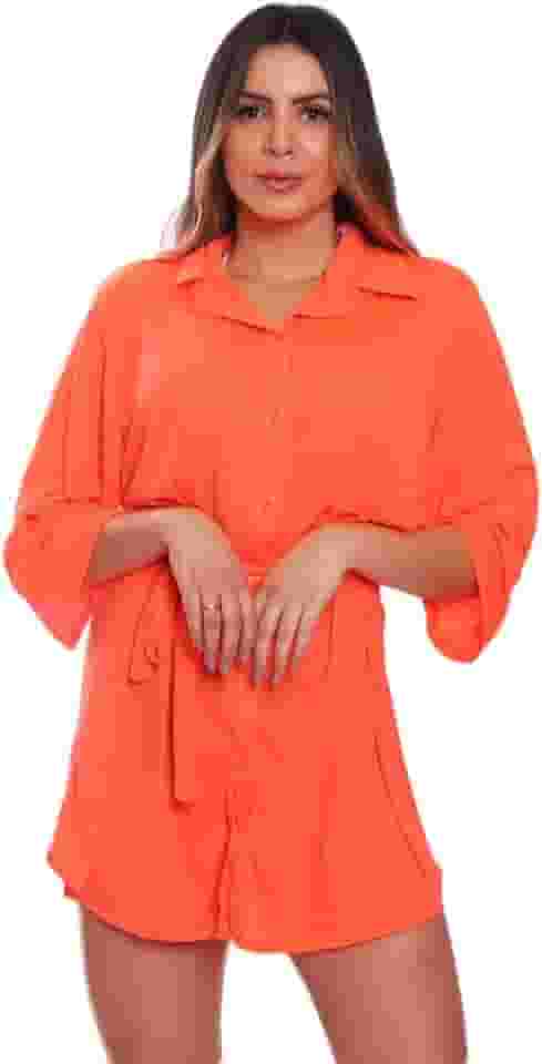 Saída de Praia Chemise Camisão Feminino Preto