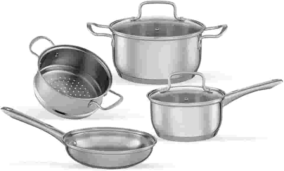 Brinox - Jogo de Panelas Aço Inoxidável Fundo Triplo 4 Peças Jasmin com Indução - Inox