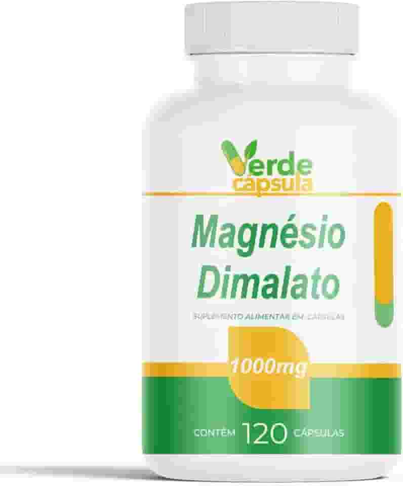 Magnésio Dimalato 1000mg 120 Cápsulas - Malato de Magnesio - Suplemento Alimentar em Cápsulas - Verde Cápsula