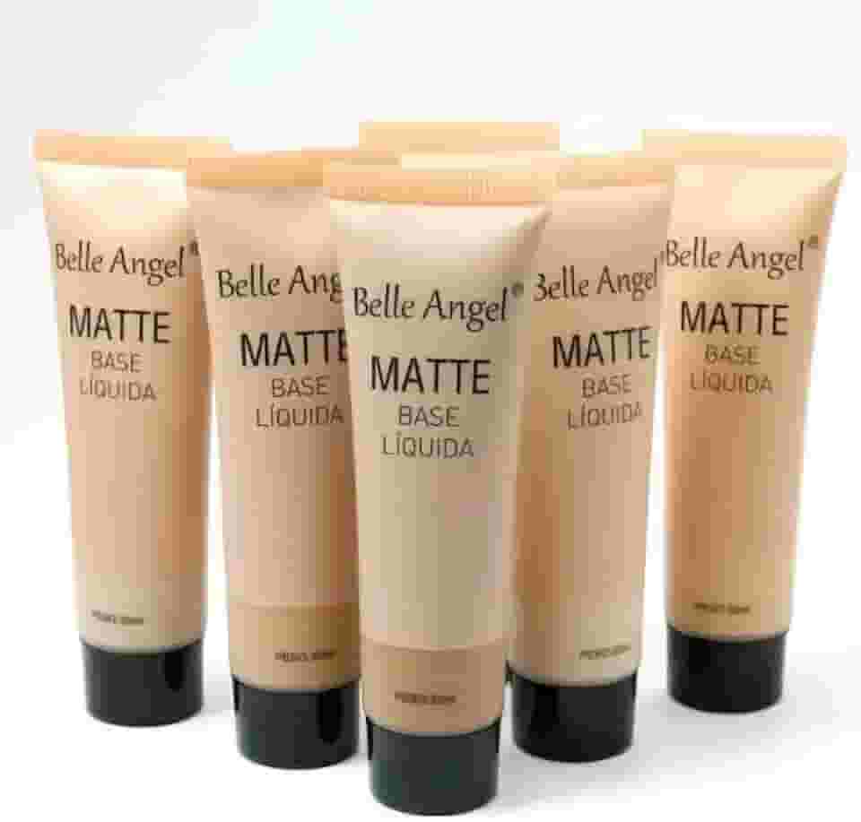 Base Facial Matte Belle Angel Alta Cobertura Natural Bege (Bege 05, Médio)