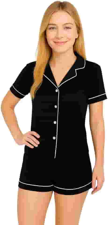 Pijama Americano com Gola e Botão Amamentação Manga Curta Brenda