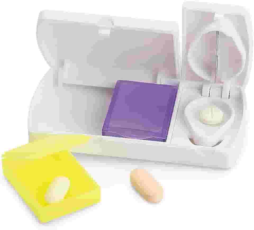 Porta Comprimidos com 2 Divisórias e Cortador TopGet (Branco)