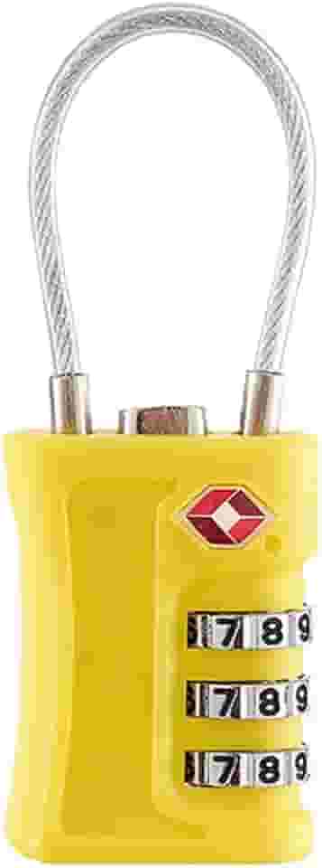 Cadeado de combinação para bagagem cadeado de combinação alfandegário com cabo de aço (Amarelo)