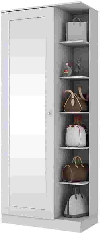 Sapateira 1 Porta com Espelho Happy Siena Móveis Branco Fosco