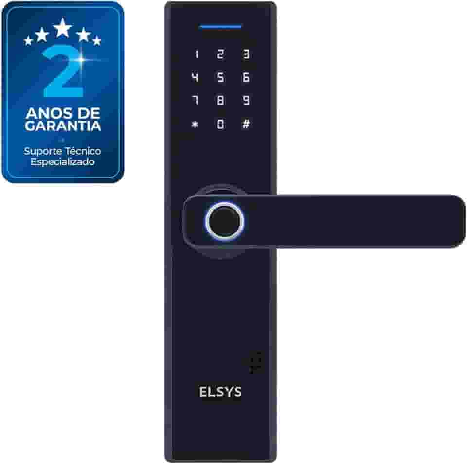 Fechadura Digital de Embutir com Biometria, Elsys, ESF-DE2000B, Preta - Abertura via Biometria e Senha Numérica