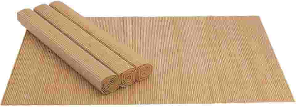 Mimo Style Jogo Americano de Bambu Claro com 4 Unidades 45x30 para Mesa, Cozinha e Sala de Jantar - Moderno Sofisticado Sustentável e Ecológico - Com Resistência Térmica e Evita Manchas