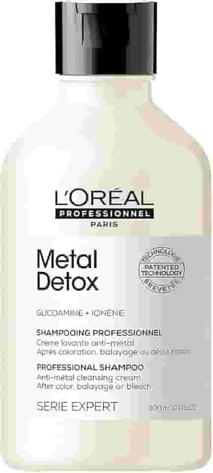 L'Oréal Professionnel Shampoo Metal Detox, para maciez, brilho & sedosidade, maior durabilidade da cor, para cabelos coloridos e danificados, 300ml