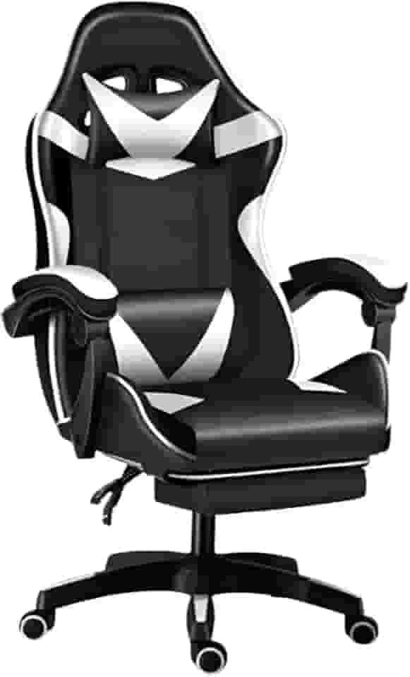 Cadeira Gamer Ergonômica Reclinável Com Apoio De Pés Premium Preto Branco