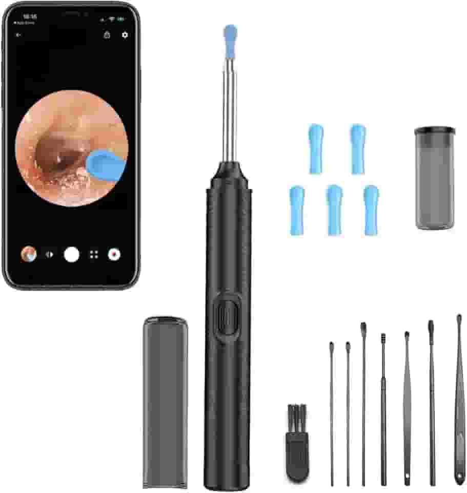 Kit de Limpeza de Ouvido Digital com Câmera HD, 6 Ponteiras de Silicone, Ferramentas de Remoção