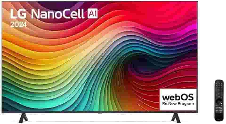 Smart TV 4K 75" LG NanoCell 75NANO80T Processador α5 Ger7 AI Hub de Esportes Alexa/Chromecast integrado webOS 24 Controle Smart Magic