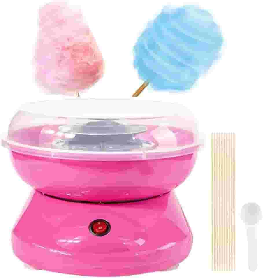 Máquina de algodão doce para crianças, mini máquinas elétricas portáteis de algodão doce com aquecimento elétrico eficiente de 450 W, máquina de doces de algodão doce DIY inclui colher de açúcar e