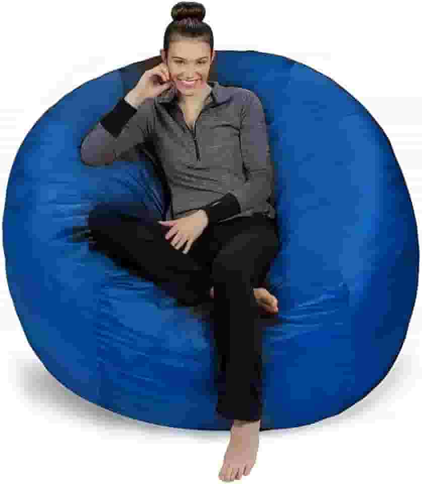 Puff Gigante 1,40m - Capa Decorativa de Suede ou Couro Sintético, Conforto Extremo e Estilo Vibrante(AZUL)