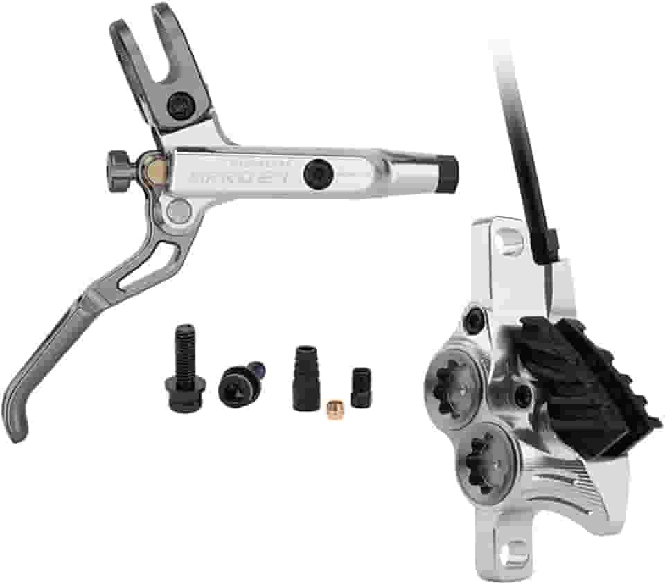 Freio a disco hidráulico para bicicleta, 4 pistões, conjunto de freio a disco MTB Ultraleve lado esquerdo dianteiro direito traseiro hidráulico conjunto de freio a disco com almofadas de metal