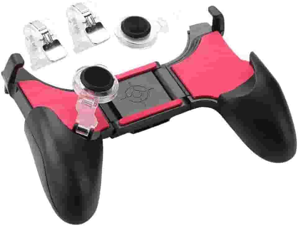 Controle móvel 5 em 1 Gamepad Free Fire L1 R1 Gatilhos PU GB Mobile Game Pad Grip L1R1 Celular Joystick suporte para iOS e Android Kit de acessórios para jogos (preto/vermelho tipo 03)
