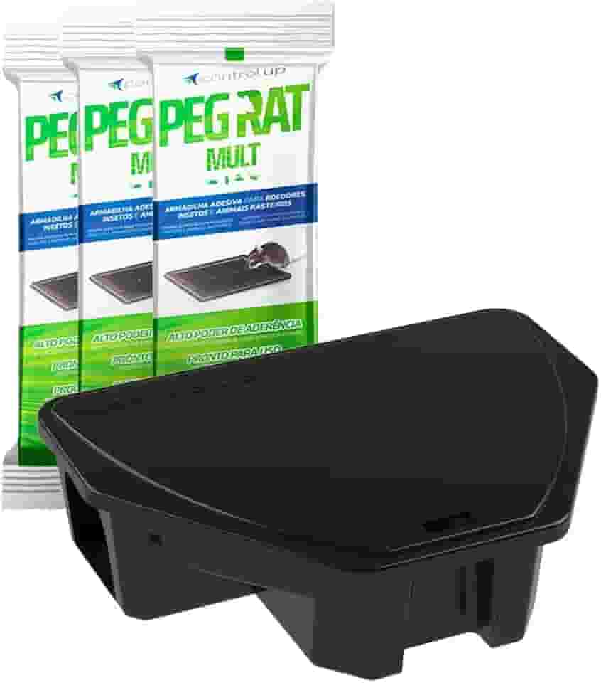 Kit 3 Peg Rat Mult Pega Rato Armadilha Adesiva + 3 Porta Isca Mult Control Up