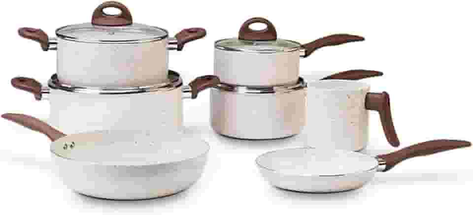 Brinox - Jogo de Panelas Antiaderente Ceramic Life 7 Peças Smart Plus - Vanilla