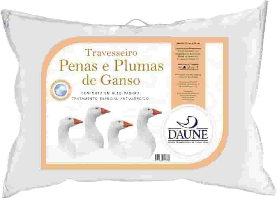 Travesseiro 80% Pena de Ganso e 20% Pluma de Ganso Natural - 50 cm X 70 cm Conforto