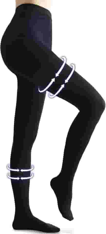 Meia-calça de compressão médica para mulheres e homens, bico fechado opaco 20-30 mmHg, suporte graduado, leggings de circulação de alta compressão para varizes, edema, voo, TVP, Preto, G