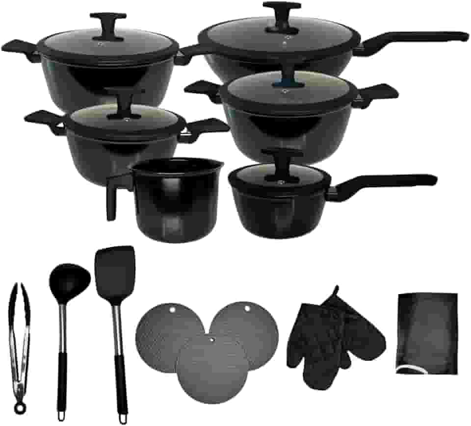 Jogo De Panela Cerâmica Premium 20 Peças - Antiaderente Preto