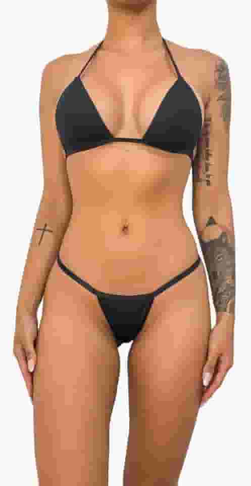 Biquíni Micro Fio Preto Marquinha Do Bronze Do Esparadrapo