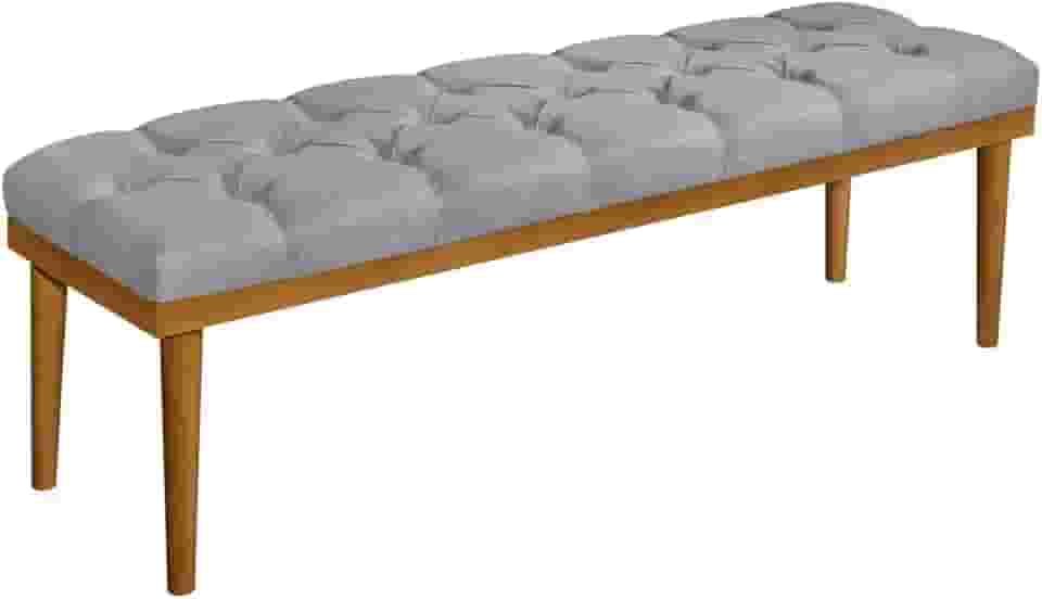 Banco Recamier Puff Decorado 1,00m Em Linho Premium (Cinza)
