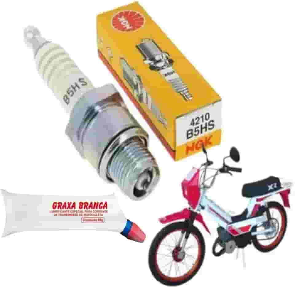 Combo Vela Ignição Bicicleta Motorizada 40cc 80cc Ciclo Motor Original Ngk e Graxa
