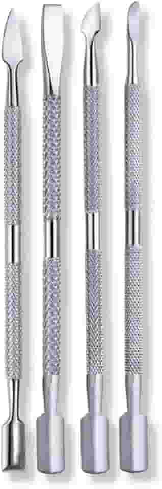 Kit 4 Espátulas Ponta Dupla Aço Inox Cutícula Podóloga Unhas