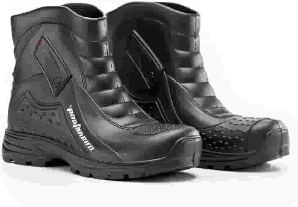 Bota Borracha Galocha Polaina PVC Chuva Cano Curto Impermeável Preta Pantaneiro Moto Motoboy Motocilcista