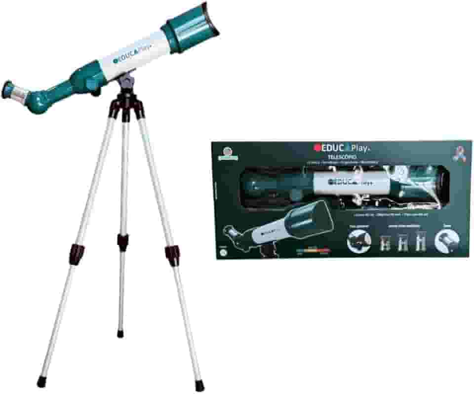 Brinquedo Telescópio Foco Ajustável Zoom 40x 60x 80x Regulagem de Altura Polibrinq