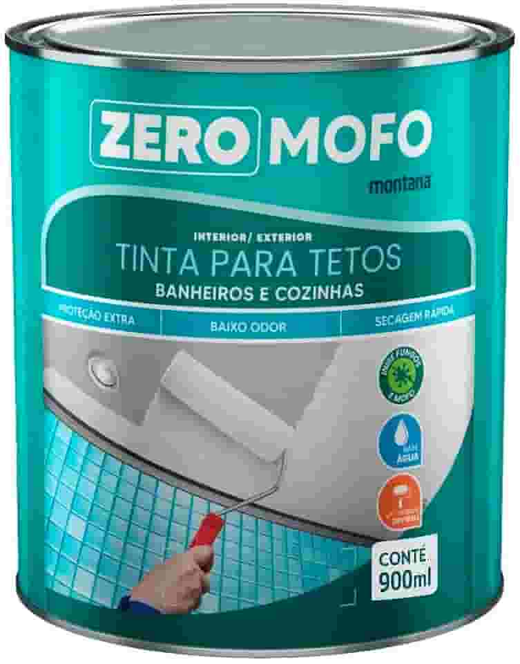 Tinta Zero Mofo Tetos Banheiro Cozinha 900ml Montana Branco Acetinado