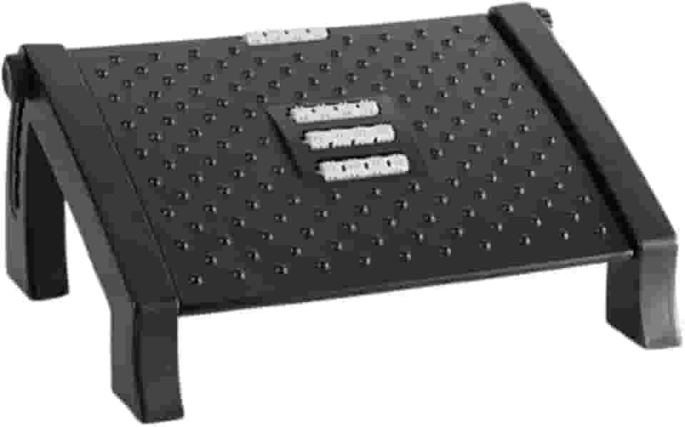 Apoio para Pés Ergonômico NR 17 – Suporte para os Pés Escritório Antiderrapante Com Altura Ajustável Em 6 Posições Com Rodas De Massagem Preto
