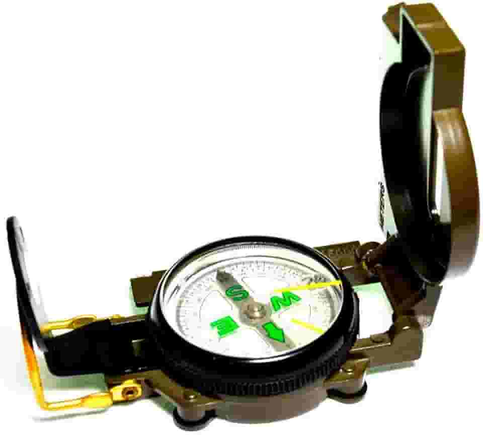 Bússola metálica militar com mira