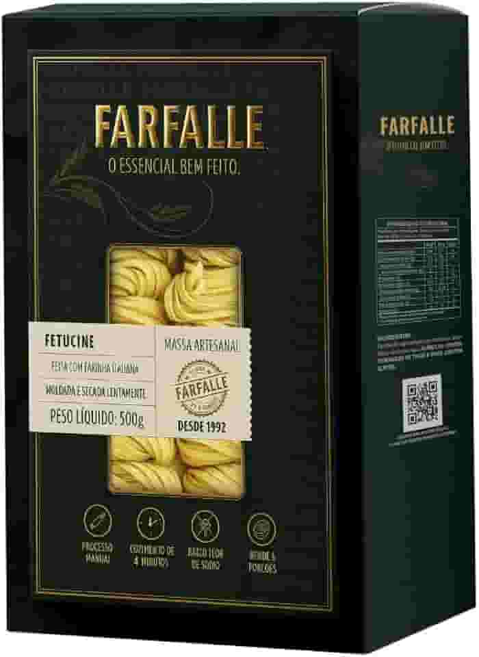 Macarrão Fetucine com Farinha Italiana Importada 500g - Feita com Farinha Italiana Moldada e Secada Lentamente - Pasta italiana artesanal FARFALLE.