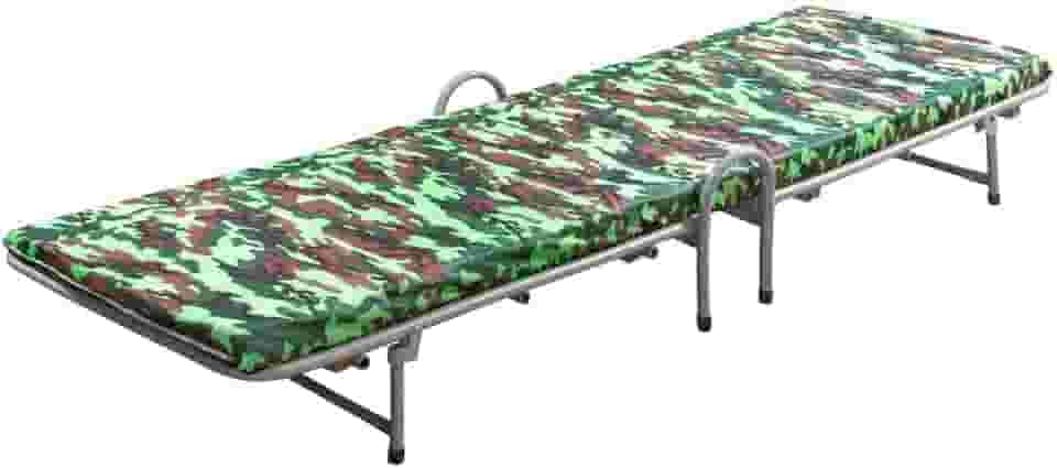 Cama Dobrável De Solteiro Prata Com Colchão Imbutido Para Camping