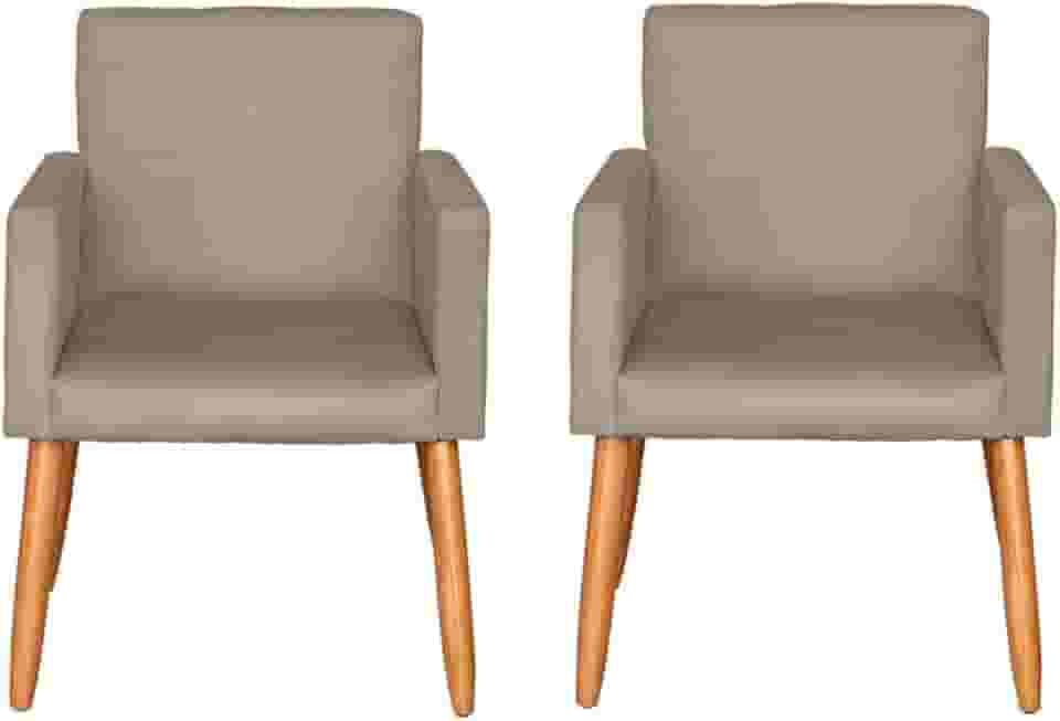 Kit 2 Poltronas Cadeira Decorativa para Sala de estar Cadeiras para Recepção Manicure Escritório Sala De Espera (CAPPUCCINO)
