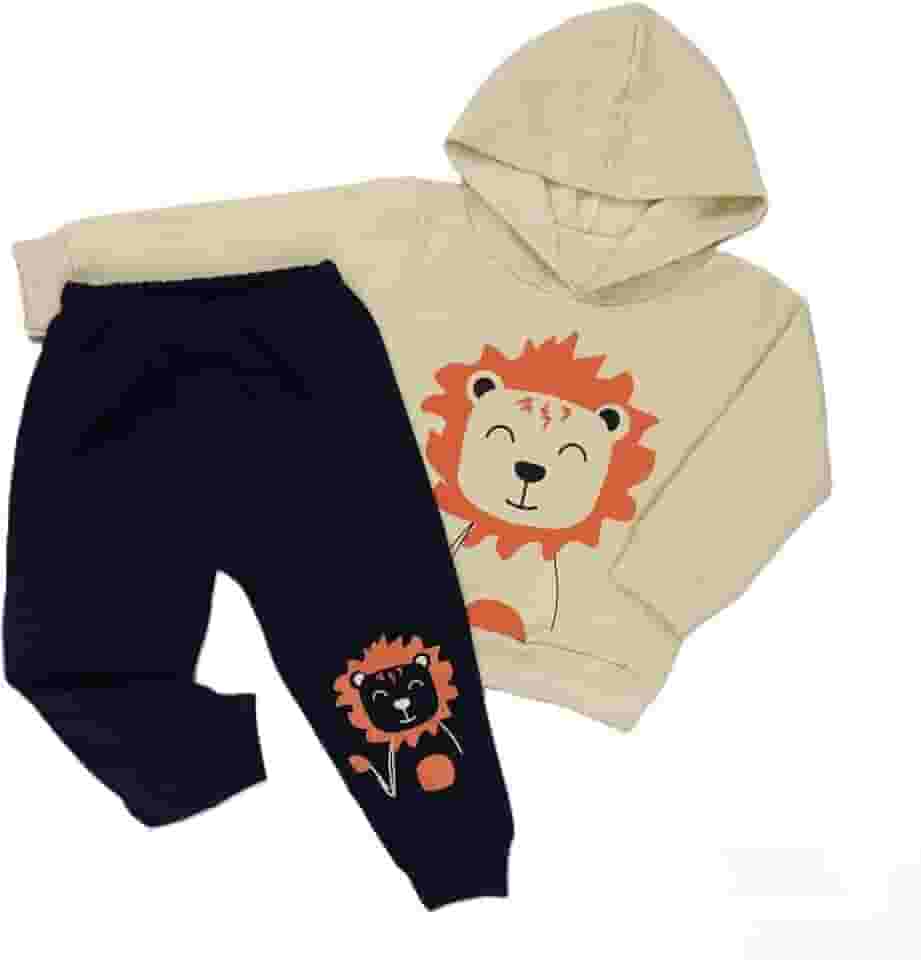 Conjunto de Moletom Infantil com Capuz – Unissex – Estampas Divertidas – 100% Algodão – Para Bebês de 4 Meses a 3 Anos – Era Uma Vez