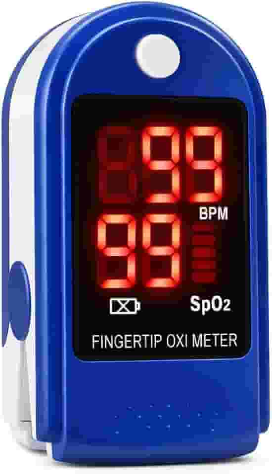 Oxímetro Digital de Dedo Azul e Branco – Medição de SpO₂ e Frequência Cardíaca – Uso Profissional e Doméstico