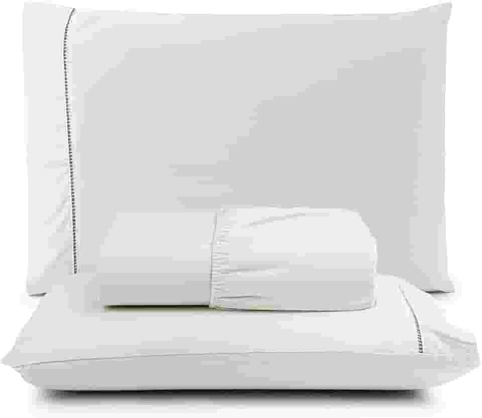 Jogo de Lençol Casal Padrão 100% Algodão Percal - 3 Peças - 200 Fios - Toque de Lençol de Hotel Macio - (Casal padrão, Palha)