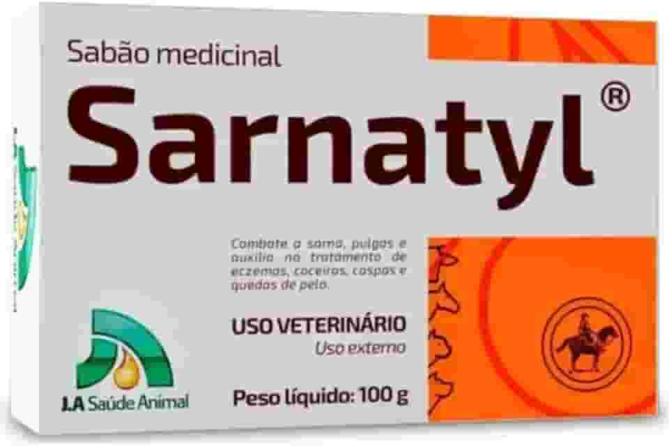 Sabonete Contra Sarna Pulgas Coceiras Caspa 100g - Cães, Gatos, Equinos, Bovinos - Sarnatyl