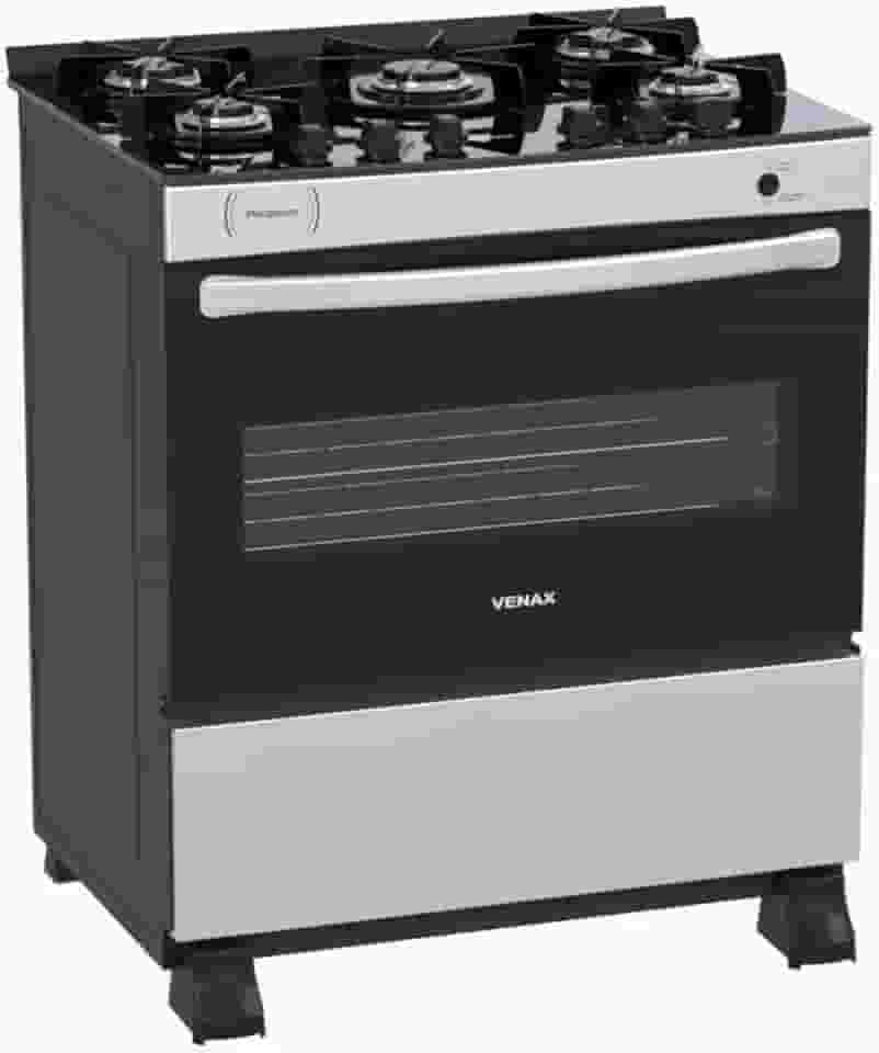 Fogao 5 Bocas Venax Picasso Vitreo Inox Gas Glp