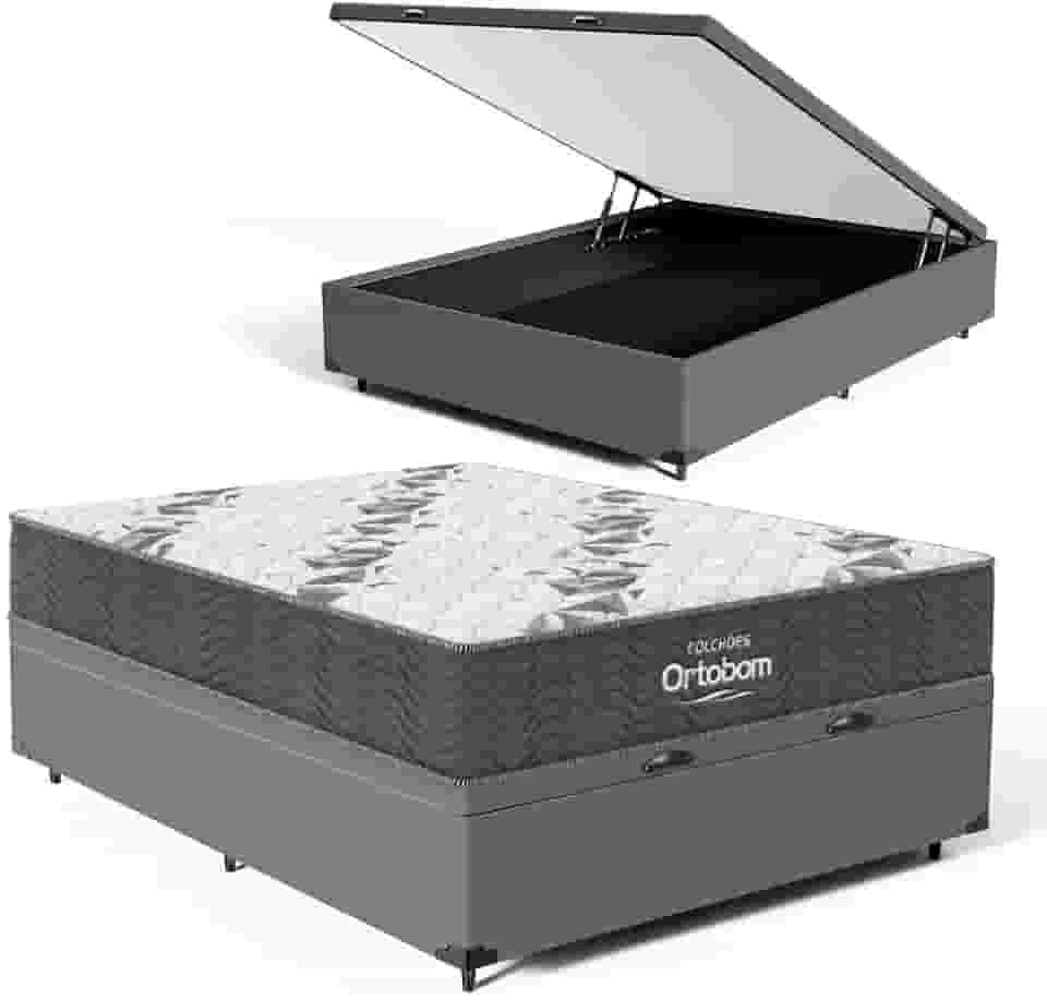 Cama Box Baú com Colchão de Espuma D33 Ortobom Airtech 100 (Casal)