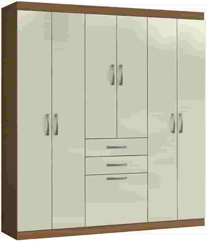 Guarda Roupas Casal 7 Portas 2 Gavetas Lisboa Aramóveis (MADEIRADO/AREIA)